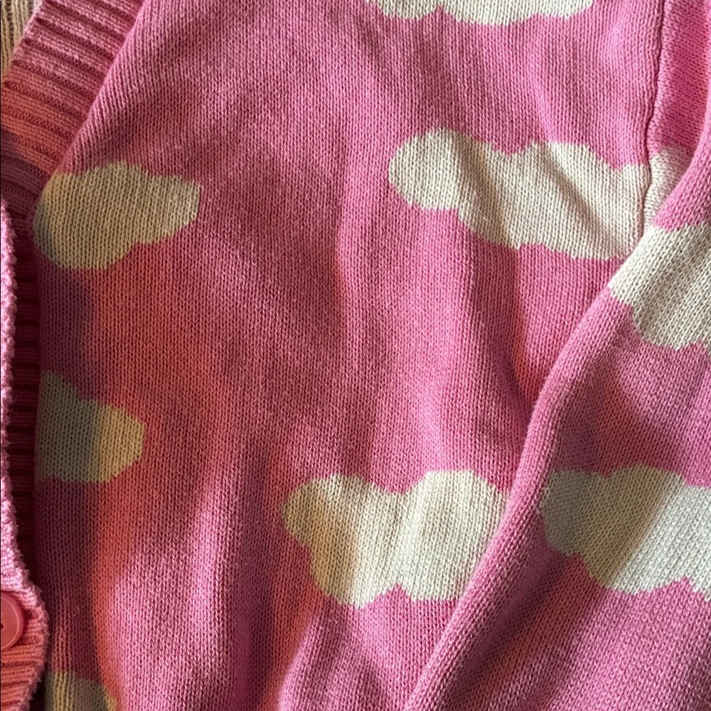 Old Navy Pink and Cream Cloud Button-Up Cardigan